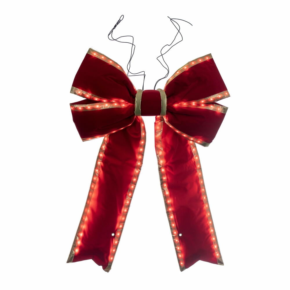 24" x 30" Red-Gold Velvet LED UV Bow 7"