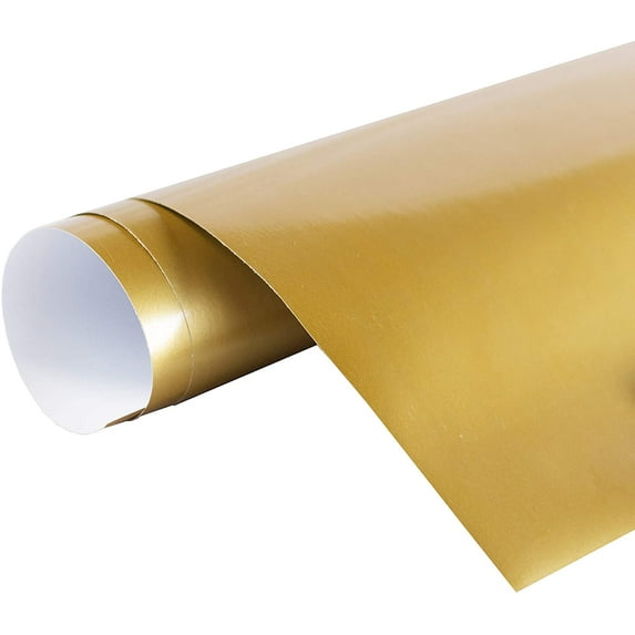 24" x 30 ft Roll of glossy Gold Repositionable Adhesive-Backed Vinyl for Craft Cutters, Punches and Vinyl Sign Cutters