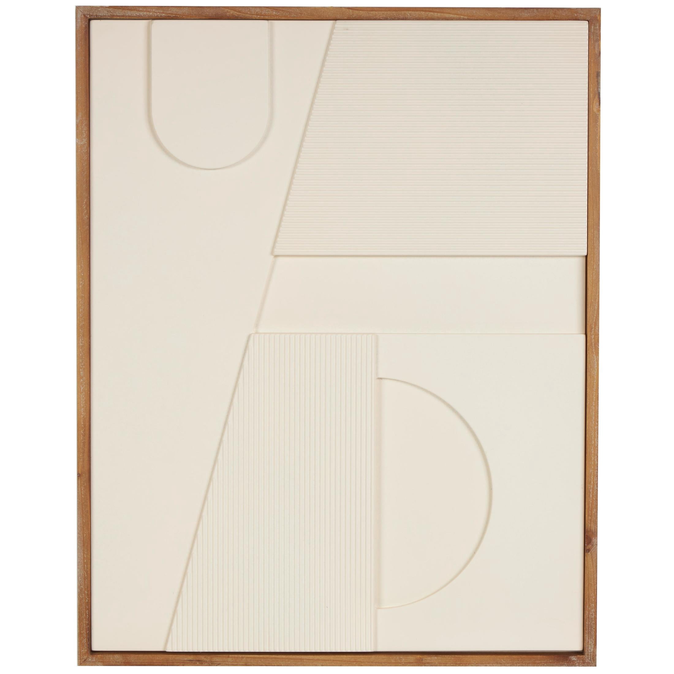 24" x 31" Dimensional Art Deco Arched Geometric Framed Wall Art with Brown Wooden Frame, by DecMode