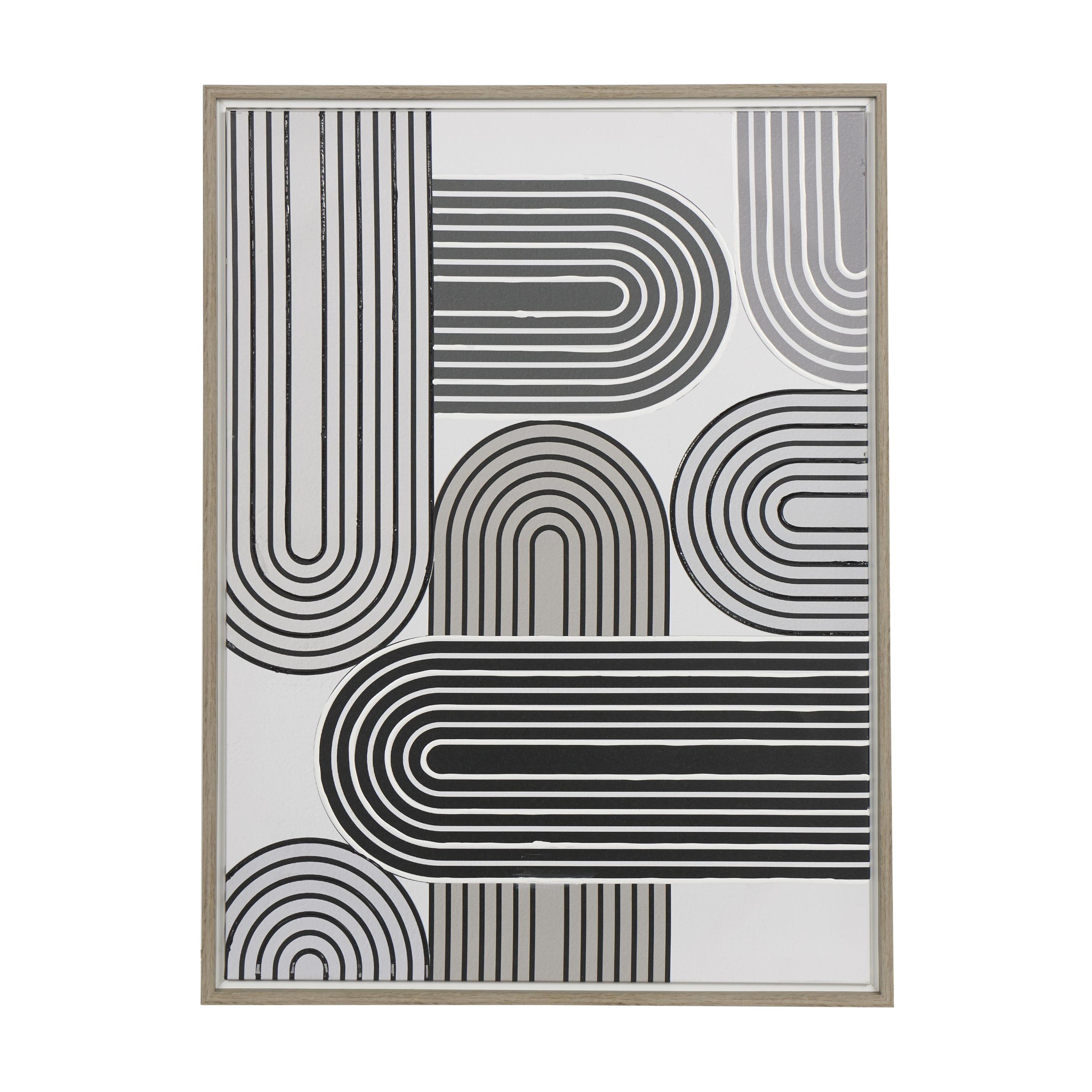 24" x 32" Art Deco Linear Arched Abstract Framed Wall Art with Black Accents, by DecMode