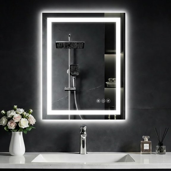 24"x 32" LED Bathroom Mirror with Light, Front and Backlit Controlled, Anti-Fog, 3 Colors Led Mirror, Dimmable, Wall Vanity Lights, Memory Function, Tempered Glass,ETL Listed