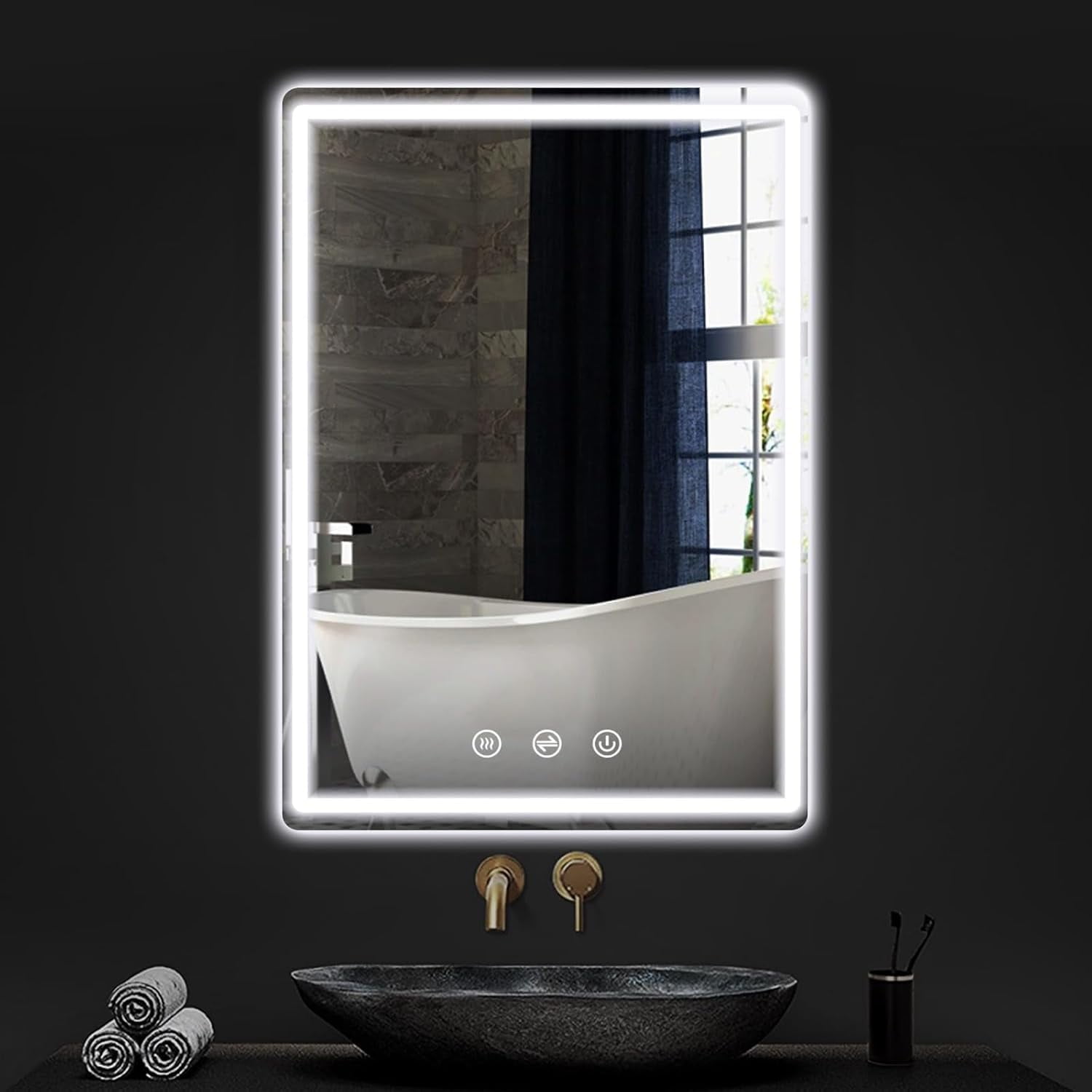 24"x 32" LED Bathroom Mirror with Lights,Wall Vanity LED Mirror ...