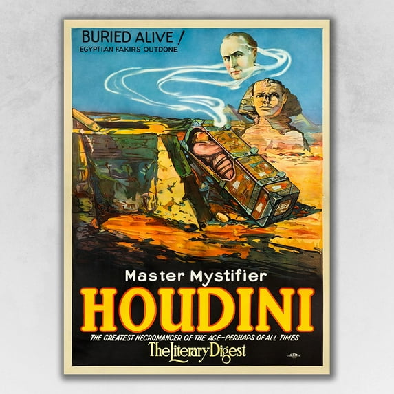 24" x 32" Master Mystifier Houdini Vintage Magic Poster Wall Art