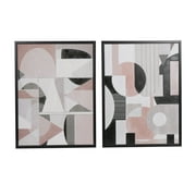 24" x 32" Mid Century Modern Geometric Abstract Framed Wall Art with Black Frames, by The Novogratz (2 Count)