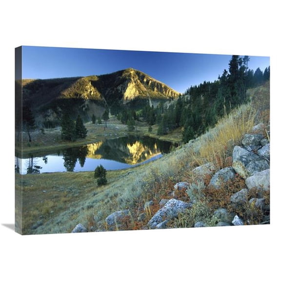 24 x 32 in. Bunsen Peak, An Ancient Volcano Cone, Reflected in Lake, Near Mammoth, Yellowstone National Park, Wyoming Art Print - Tim Fitzharris