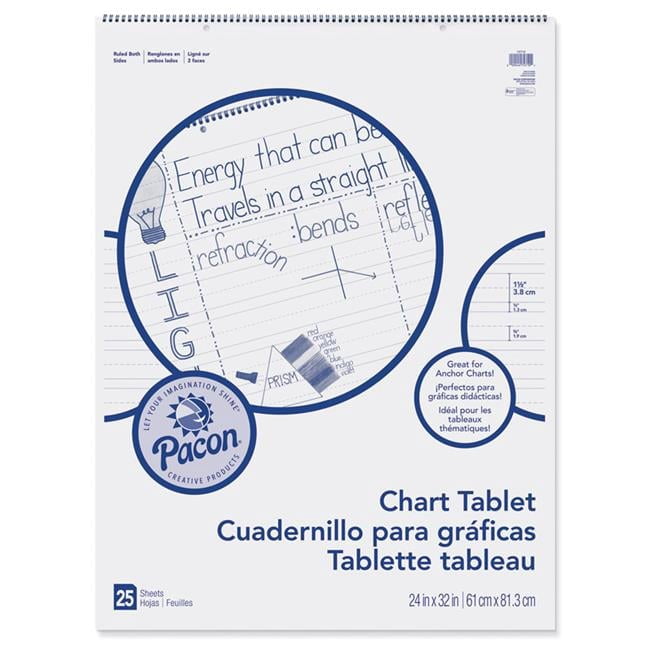 24 x 32 in. Chart Tablet 1.5 in. Ruled - 25 Sheets Per Pack - 2 Each