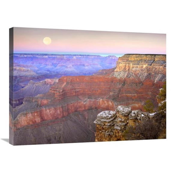 24 x 32 in. Full Moon Over the Grand Canyon at Sunset As Seen From Pima Point, Grand Canyon National Park, Arizona Art Print - Tim Fitzharris