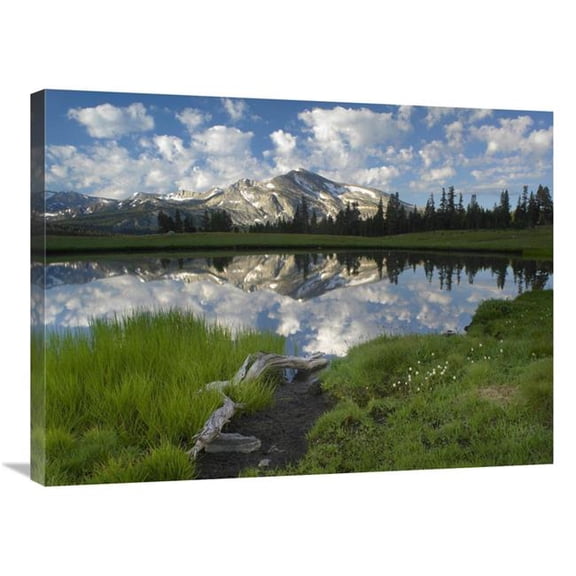 24 x 32 in. Mammoth Peak & Scattered Clouds Reflected in Lake, Yosemite National Park, California Art Print - Tim Fitzharris