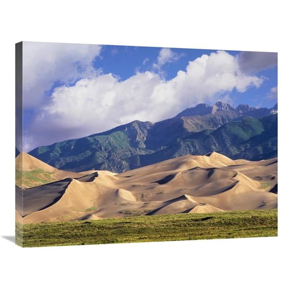 24 x 32 in. Sand Dunes with Sangre De Cristo Mountains in the Background, Great Sand Dunes National Park & Preserve, Colorado Art Print - Tim Fitzharris