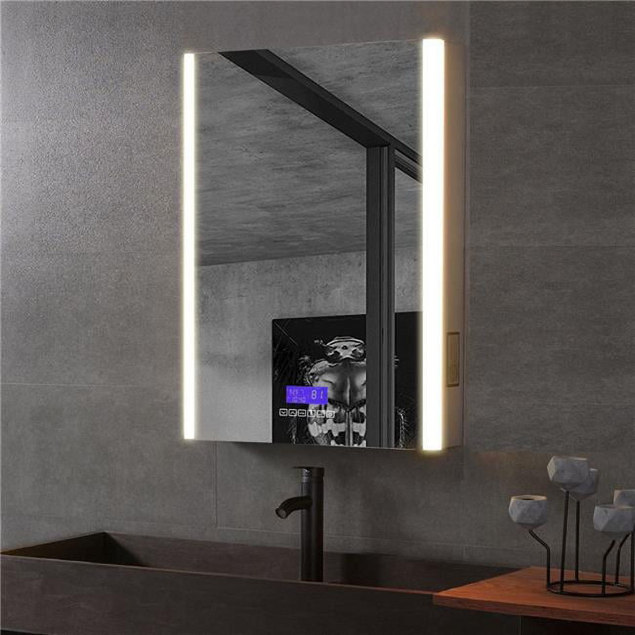 Zenith oval medicine cabinet with poly frame outlet