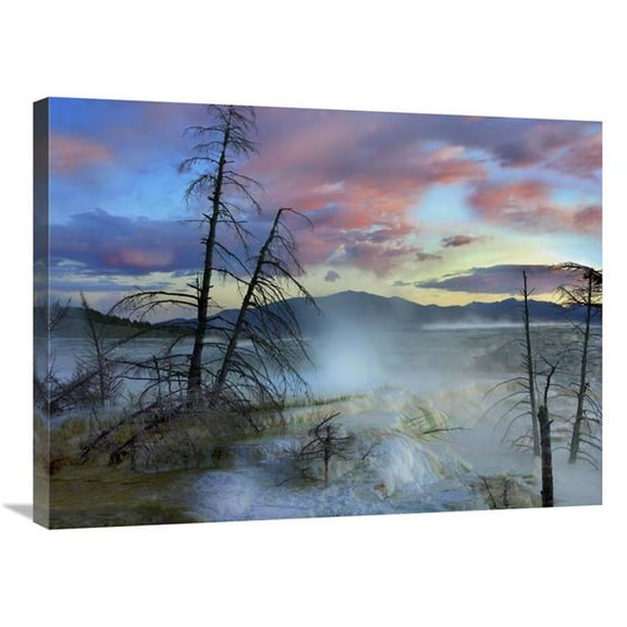 24 x 32 in. Steam Rising From Travertine Formations, Minerva Terrace, Mammoth Hot Springs, Yellowstone National Park, Wyoming Art Print - Tim Fitzharris