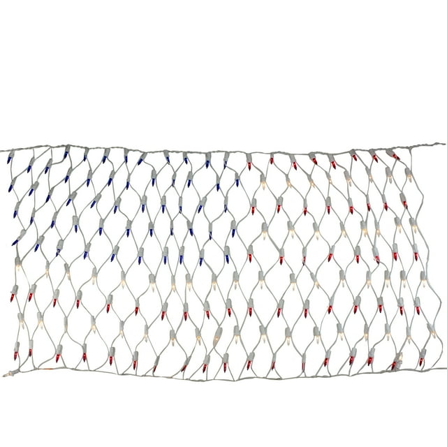 24" x 33" Red White and Blue American Flag Mini Net Lights White Wire