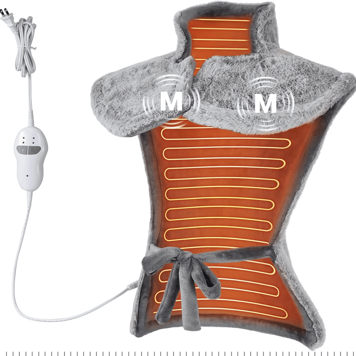 24" x 35" in Electric Massage Heated Blanket with 2 Motors, 2 Heating Levels, 4 Massage Modes for Back,Neck,Shoulder