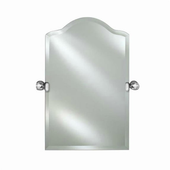 24 x 35 in. Radiance Frameless Beveled Scalloped Top Mirror with Decorative Transitional Satin Brass Tilt Brackets