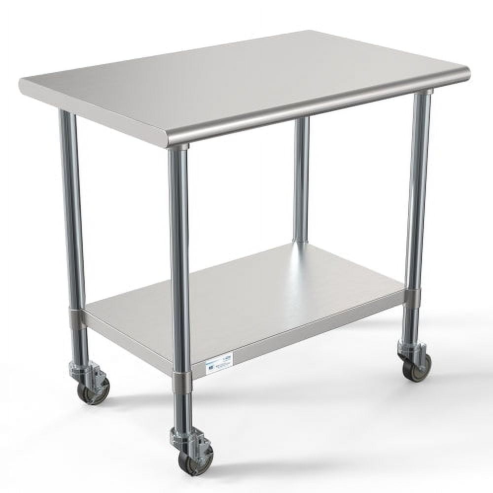 24" x 36" Stainless Steel Commercial Work Table with Casters
