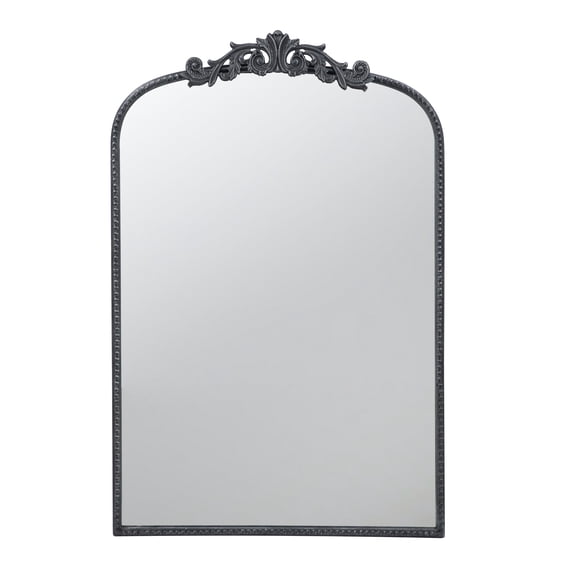 24" x 36" Classic Design Mirror, Decorative Baroque Style Wall Mirror for Bathroom, Entryway Console Lean Against Wall, Black