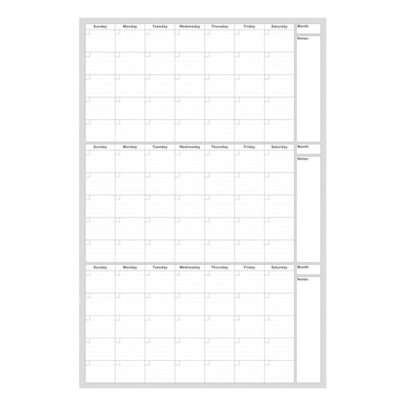 24" x 36"Dry Erase Calendar - Undated 3 Month Calendar for Wall,Large Erasable & Reusable Calendars,Great Layout Wall Calendar for Office,Classroom, Home