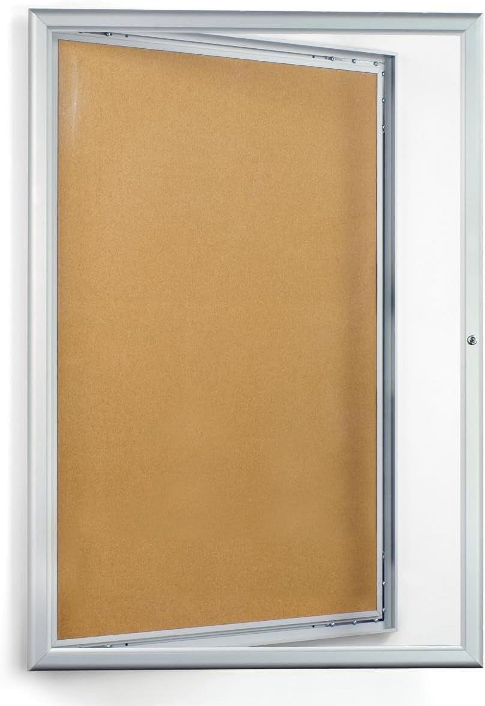 24 X 36 Enclosed Bulletin Board With Silver Aluminum Frame, Locking