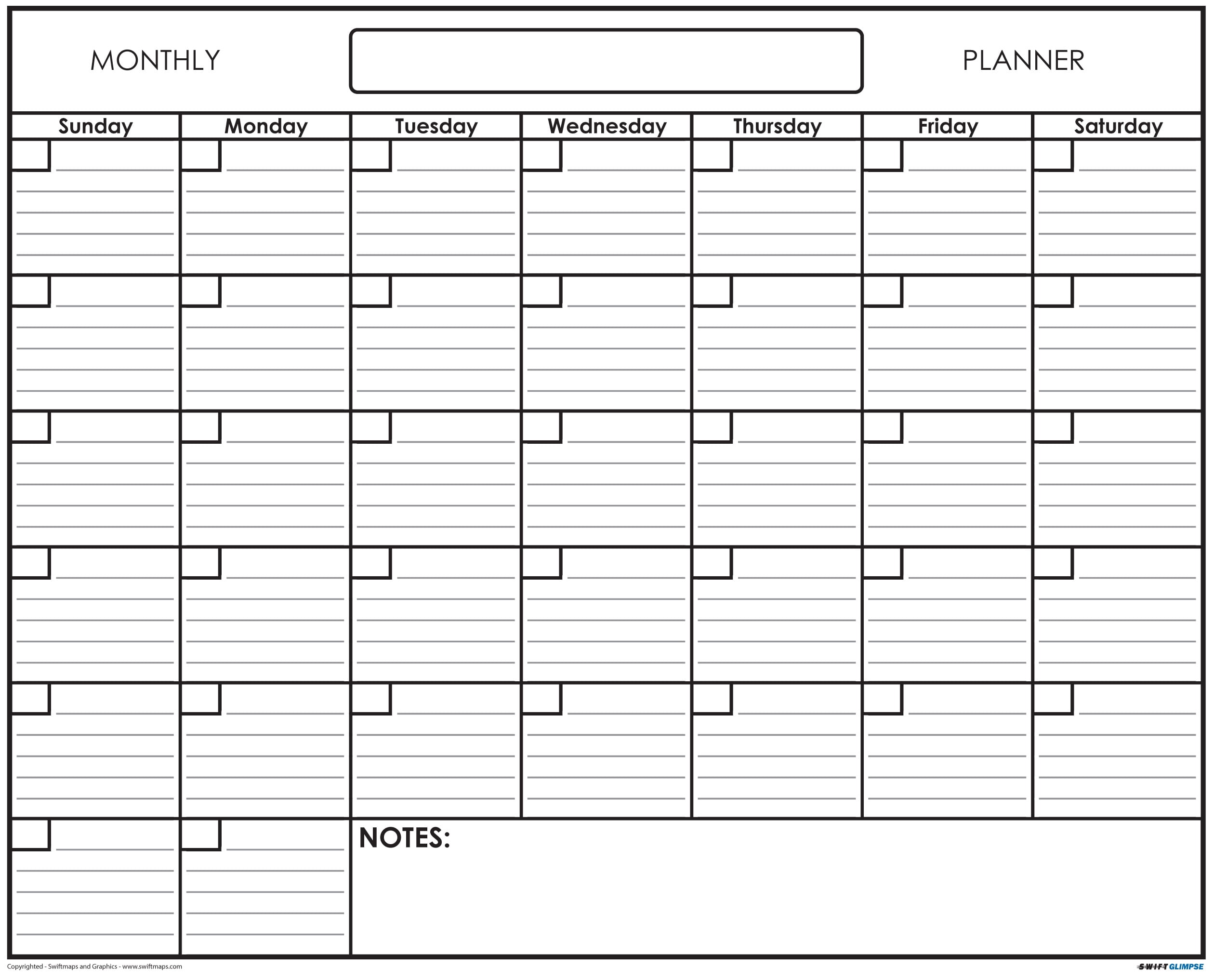 24" x 36" Erasable Undated One Month Laminated Wall Calendar Monthly Planner Blank Reusable Perfect for Organizing Home Office Academic Schedules w/ FREE ERASE MARKER