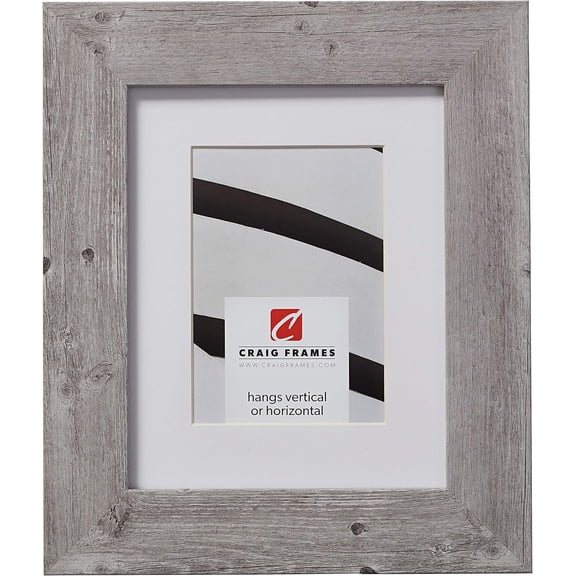 24 x 36 Inch Faux Barnwood Picture Frame Matted to Display a 20 x 30 Inch Photo, Light Grey