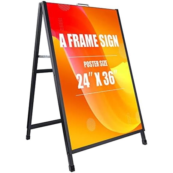 24 x 36 Inch A Frame Sign Portable Double-Sided Folding Sandwich Board with Carry Handle Heavy Duty Slide-in Sidewalk Signboard for Outdoor Street Advertising Poster$$Other