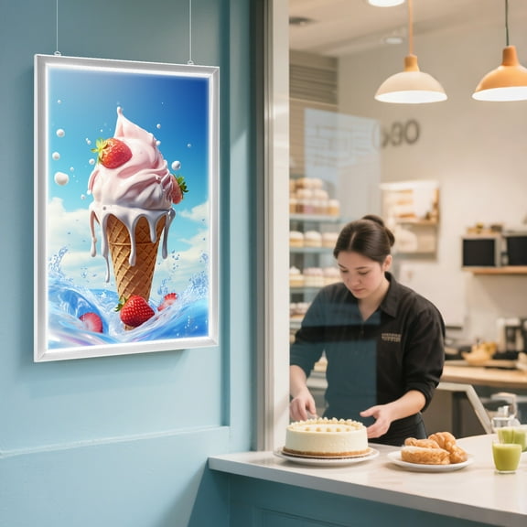 24 x 36 Inch LED Movie Poster Frame Home Theater Wall Mounted Advertising Picture Frame Display Led Light Box Sign Advertising Display