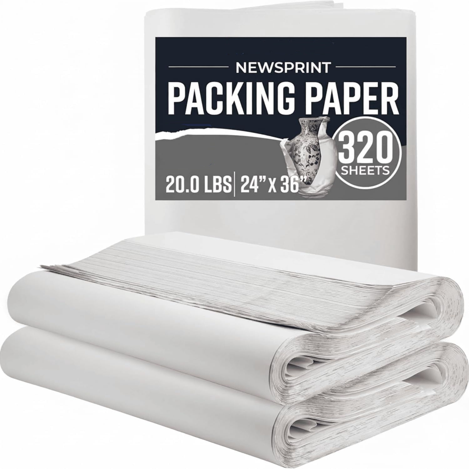 24" x 36" Newsprint Packing Paper Sheets for Moving | 320 Sheets | 20lb | Newspaper Paper