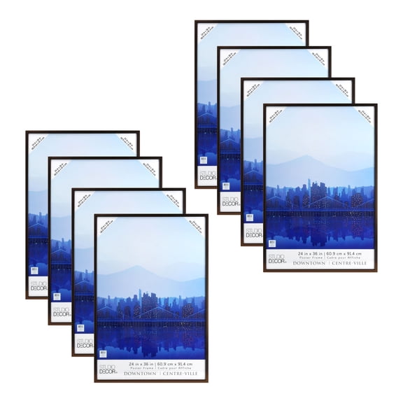 Studio Decor 24" x 36" Plastic Poster Frame - Includes Pre-attached Hanging Hardware, Horizontal or Vertical Display - Bronze, Bulk 8 Pack