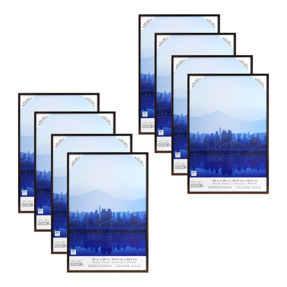 Studio Decor 24" x 36" Plastic Poster Frame - Includes Pre-attached Hanging Hardware, Horizontal or Vertical Display - Bronze, Bulk 8 Pack