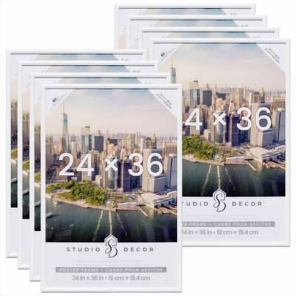 24” x 36” Plastic Poster Frame by Studio Decor - Includes Pre-attached Hanging Hardware - Horizontal or Vertical Display - White - Bulk 8 Pack