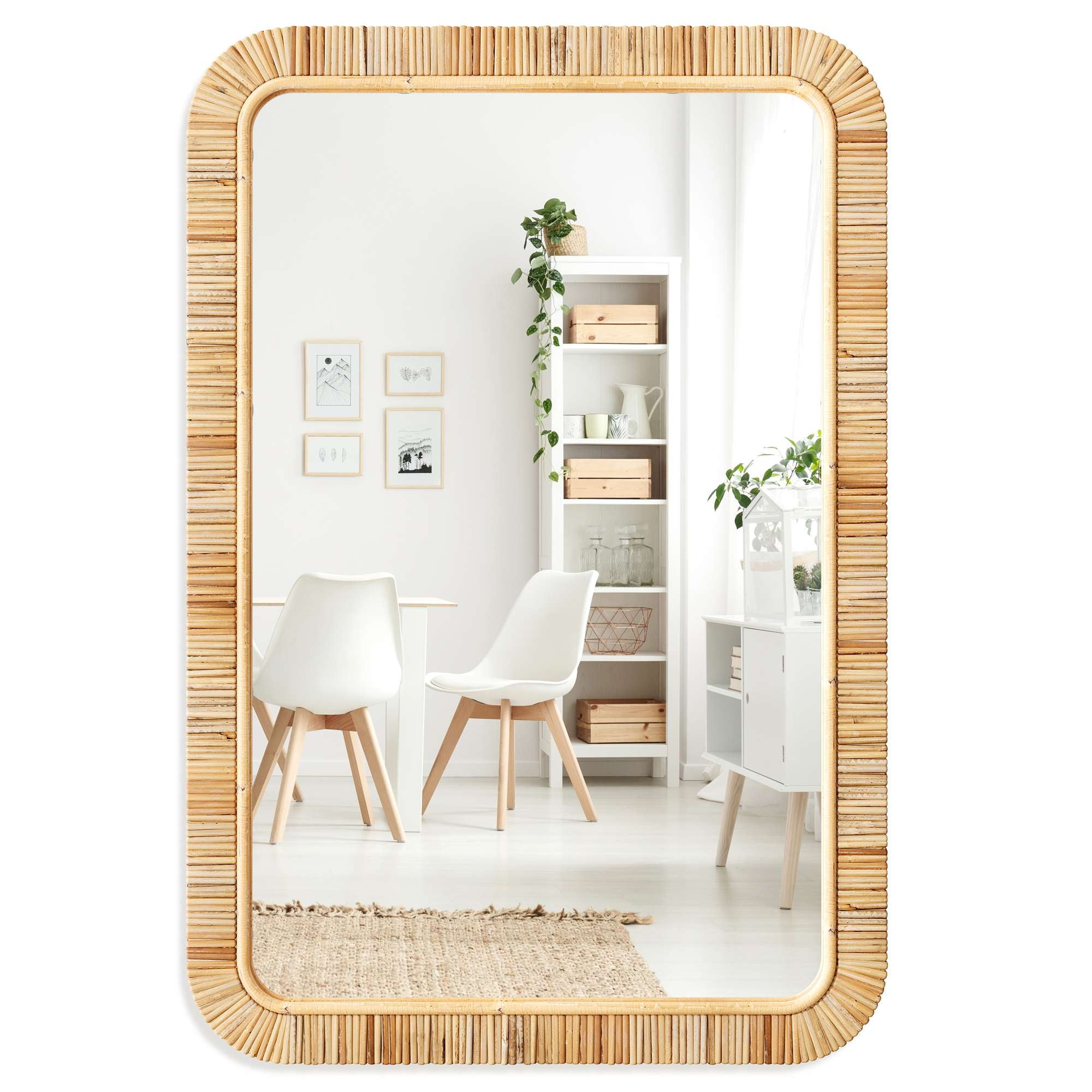 Rattan Mirror With Hooks, Nursery Hooks