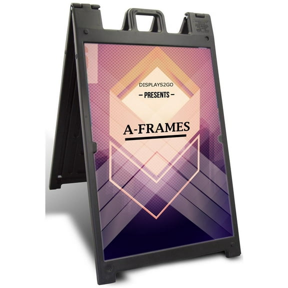 24 x 36 Signicade Black Plastic A-Frame Sandwich Board with Lenses, Double Sided Curb Sign for Outdoor Use (BSWPBKCBLN)