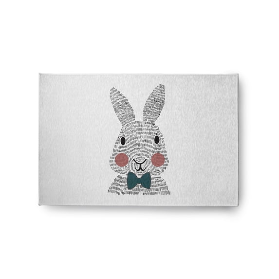 24" x 36" Simply Daisy Ocean Abyss Green Bow-Tie Bunny Easter Chenille Rug
