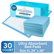 Nurture 30 XL Ultra Absorbent Bed Pads, 24 x 36 Waterproof Disposable Chux Liners, Adult Incontinence Underpads for Beds, Furniture, Seniors, Kids & Pets