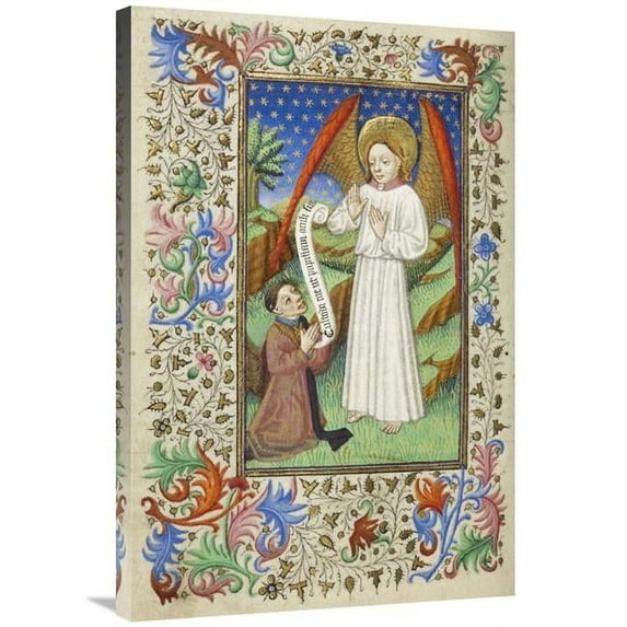 24 x 36 in. A Patron & His Guardian Angel Art Print - Unknown 15th Century French Illuminator