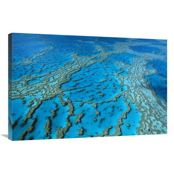 24 x 36 in. Aerial View of Coral Formations in Hardy Reef, Great Barrier Reef, Queensland, Australia Art Print - Jean-Paul Ferrero