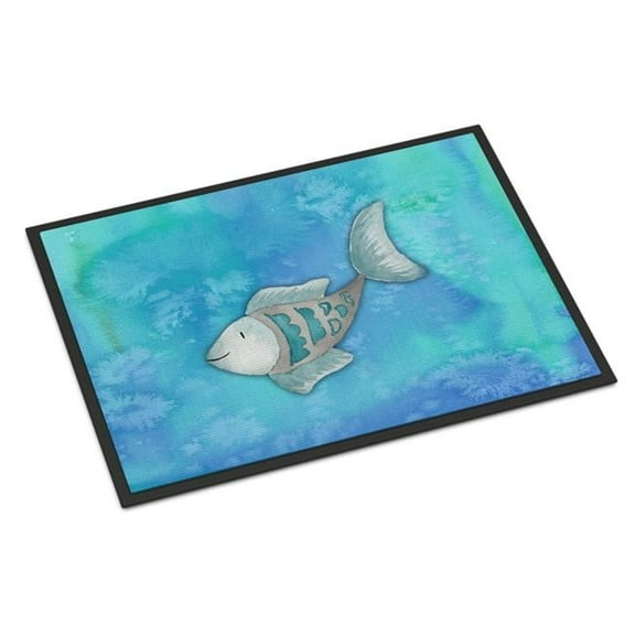 24 x 36 in. Blue Fish Watercolor Indoor or Outdoor Mat