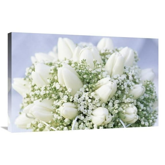 24 x 36 in. Bouquet of White Tulips & Babys Breath Art Print - Jan Vermeer