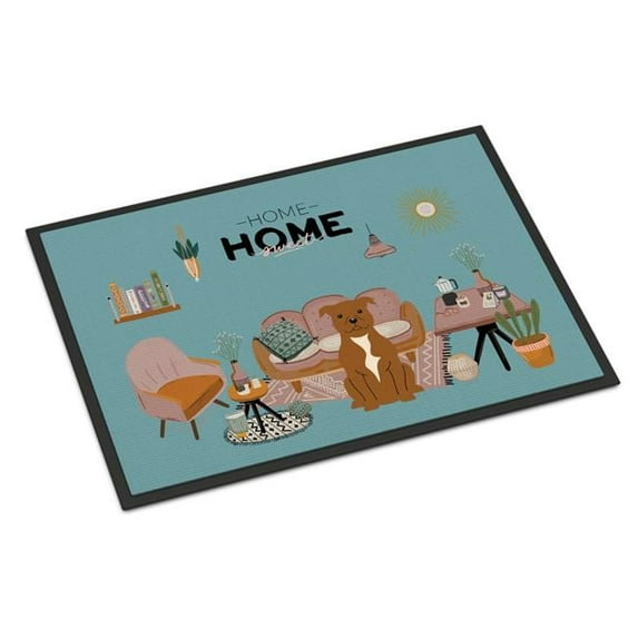 24 x 36 in. Brown Staffordshire Bull Terrier Sweet Home Indoor or Outdoor Mat