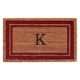 thumbnail image 1 of 24 x 36 in. Burgundy Border Monogram Rectangular Doormat, Natural - Letter K, 1 of 1