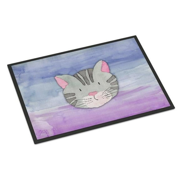 24 x 36 in. Cat Face Watercolor Indoor or Outdoor Mat
