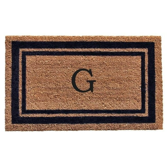 24 x 36 in. Dark Blue Border Monogram Rectangular Doormat, Natural - Letter H