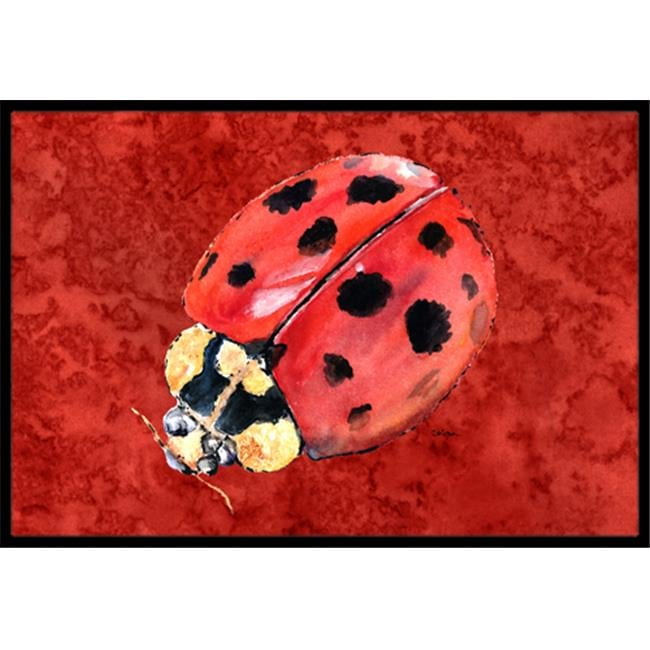 24 x 36 in. Lady Bug On Deep Red Indoor Or Outdoor Doormat