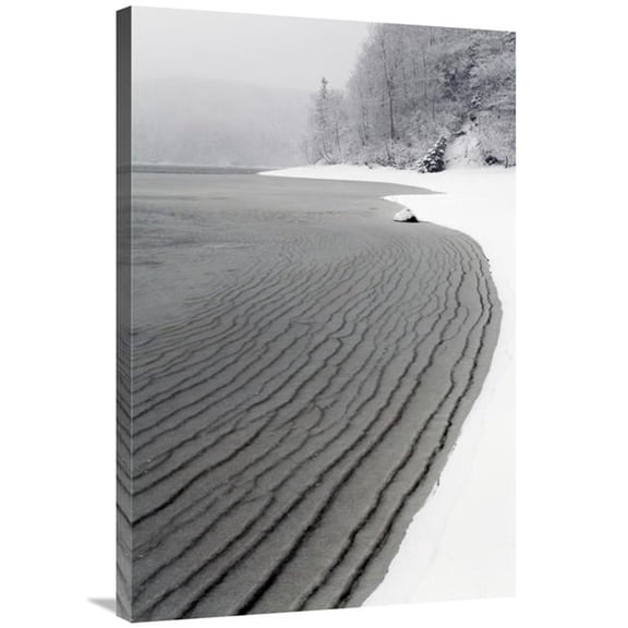 24 x 36 in. Pleated Ice Along Lake Shore in Winter, Nova Scotia, Canada Art Print - Scott Leslie