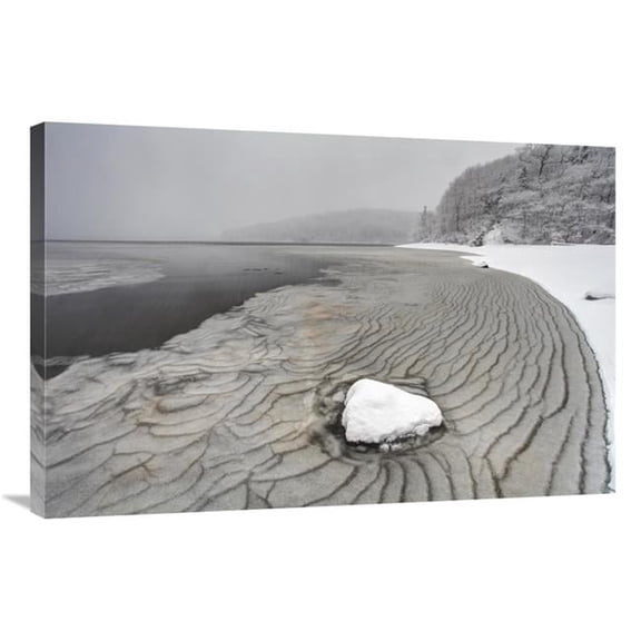 24 x 36 in. Pleated Ice Along Lake Shore in Winter, Nova Scotia, Canada Art Print - Scott Leslie