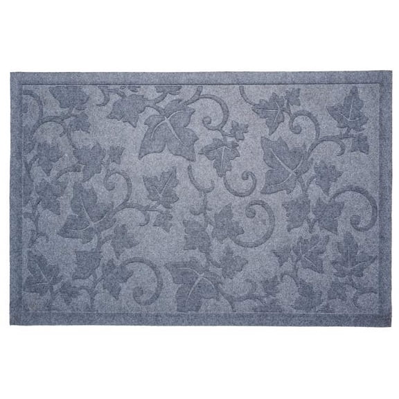 24 x 36 in. Poly Vine Leaves Indoor & Outdoor Rectangle Mat, Light Grey