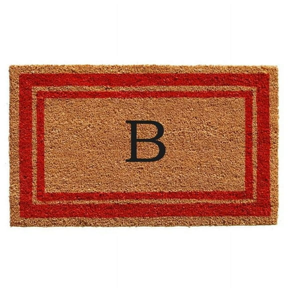 24 x 36 in. Red Border Monogram Rectangular Doormat, Natural - Letter B