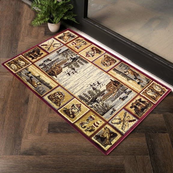 24 x 36 in Red Rug, Soft Touch, Stain Resistant - Adds Elegance to Mountain Inspired Homes