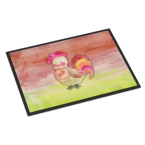 24 x 36 in. Rooster Watercolor Indoor or Outdoor Mat