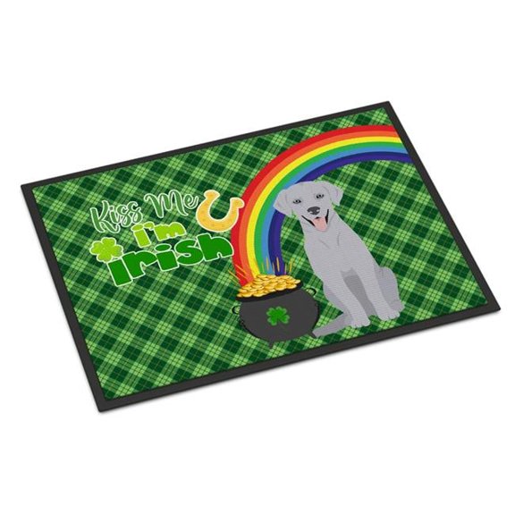 24 x 36 in. Silver Labrador Retriever Saint Patricks Day Indoor or Outdoor Mat